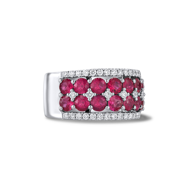 Sabel Collection White Gold Round Ruby and Diamond Ring